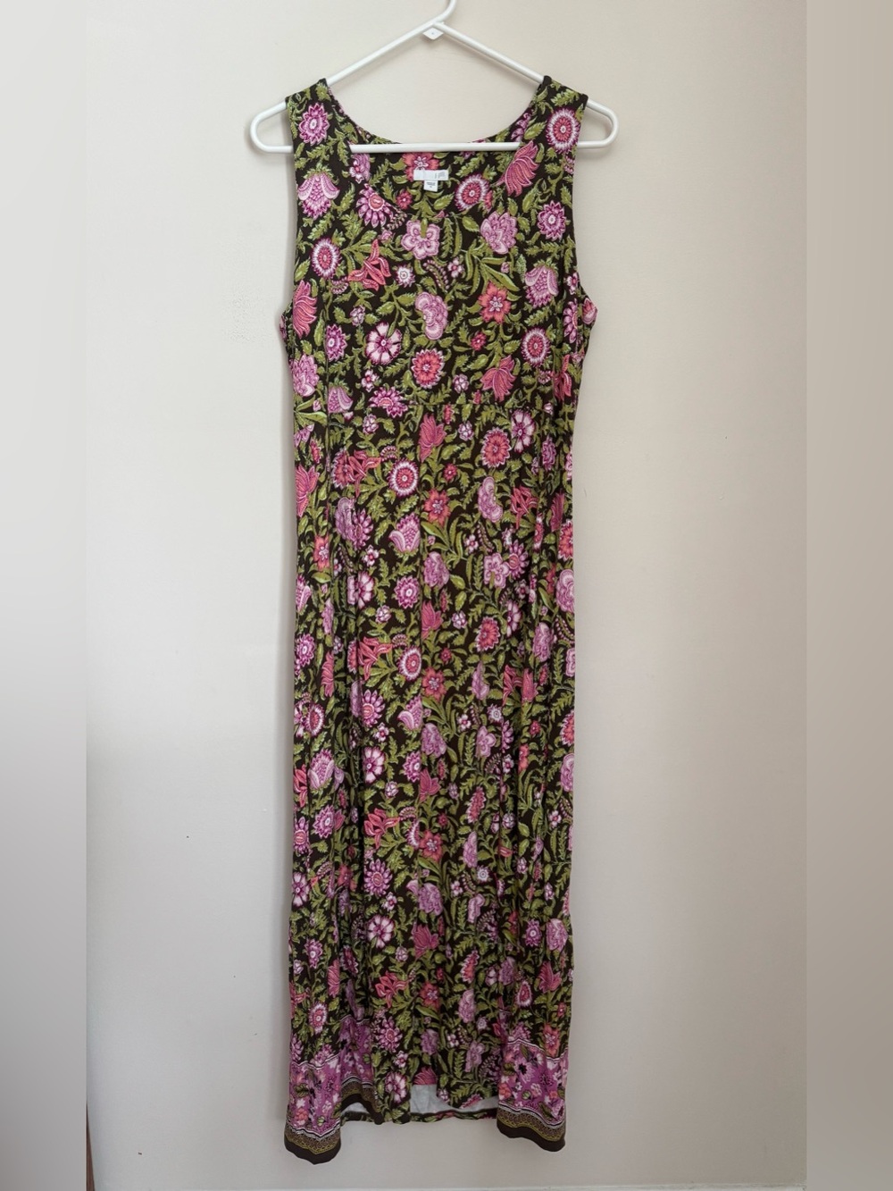 J.Jill Floral Maxi Dress Women’s Size Medium Sleeveless Pink Green Boho - Picture 2 of 7